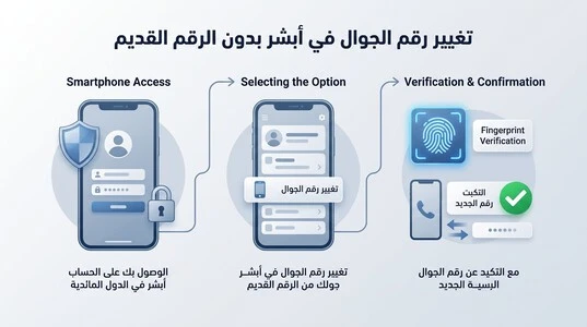 تغيير رقم الجوال في أبشر بدون الرقم القديم عبر التطبيق والتحقق