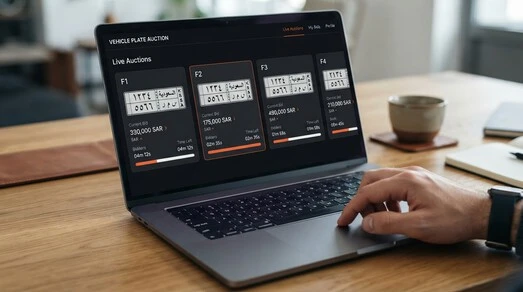 أسعار لوحات مميزة أبشر وتغير قيمة المزايدة في المزاد